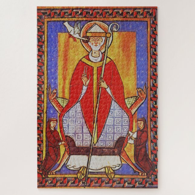 Medieval Saint Gregory the Great Icon  Jigsaw Puzzle (Vertical)