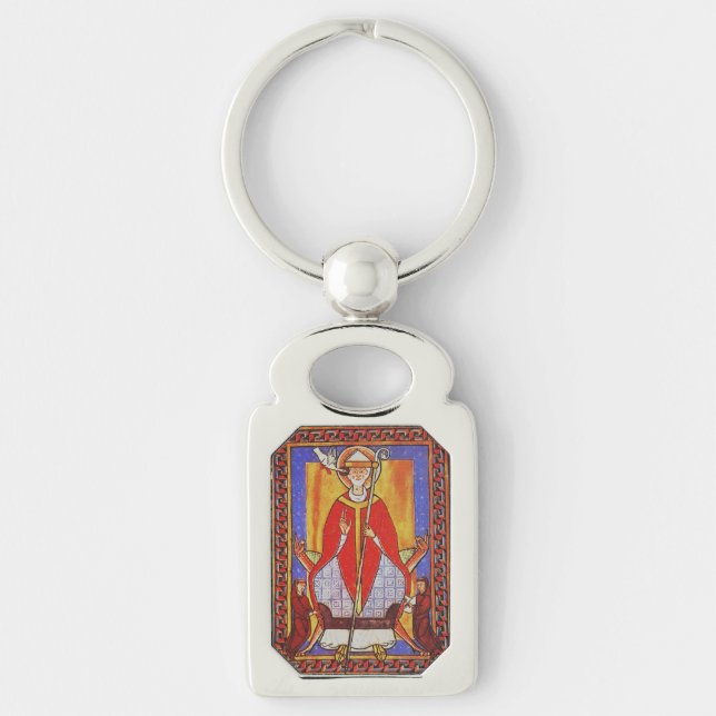 Medieval Saint Gregory the Great Icon  Key Ring (Front)