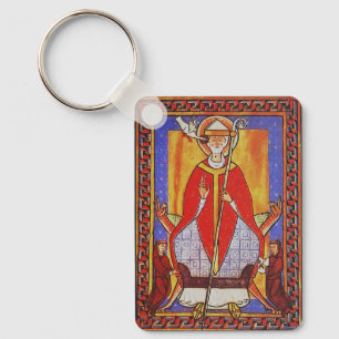 Medieval Saint Gregory the Great Icon  Key Ring