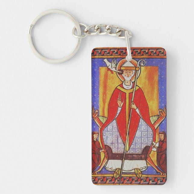 Medieval Saint Gregory the Great Icon  Key Ring (Front)