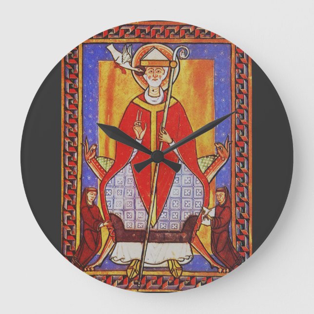 Medieval Saint Gregory the Great Icon  Large Clock (Front)