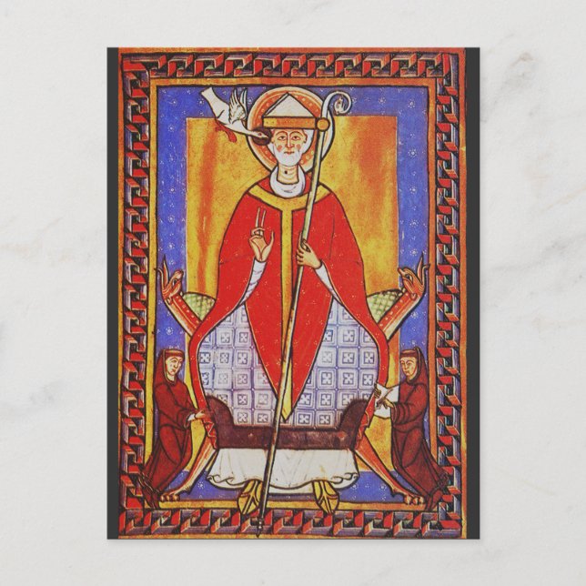 Medieval Saint Gregory the Great Icon  Postcard (Front)