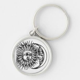 Medieval sun and moon key ring