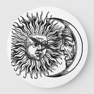 Medieval sun and moon large clock