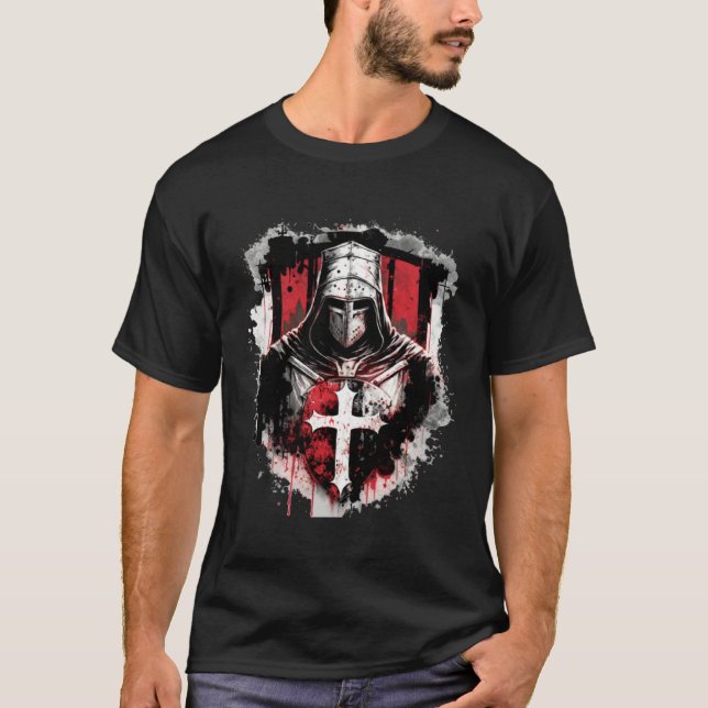 Medieval Templar Knights Crusader T-Shirt (Front)