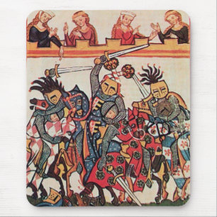 MEDIEVAL TOURNAMENT, FIGHTING KNIGHTS AND DAMSELS MOUSE MAT