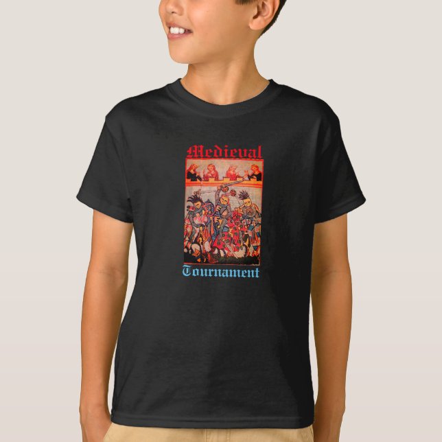 MEDIEVAL TOURNAMENT, FIGHTING KNIGHTS AND DAMSELS T-Shirt (Front)