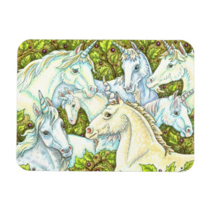 MEDIEVAL UNICORN HERD, HORSES, STALLION Fantasy Magnet