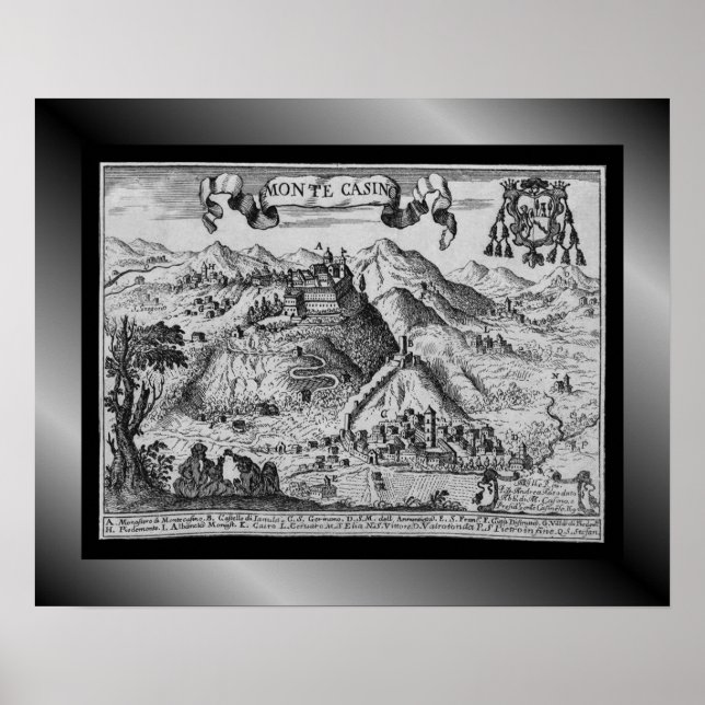 Medieval Village Map Monte Casino ~ Italy~   Poster (Front)