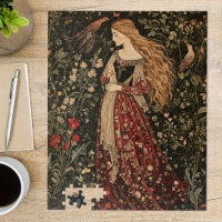 Medieval Vintage Maiden Art Nouveau Floral