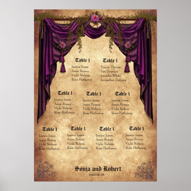 Medieval Wedding Seating Chart (Front)