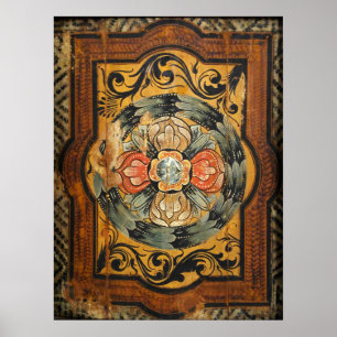 medieval wood painting art vintage old Gothic hist Poster