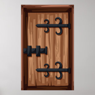 Medieval Wooden Door Poster