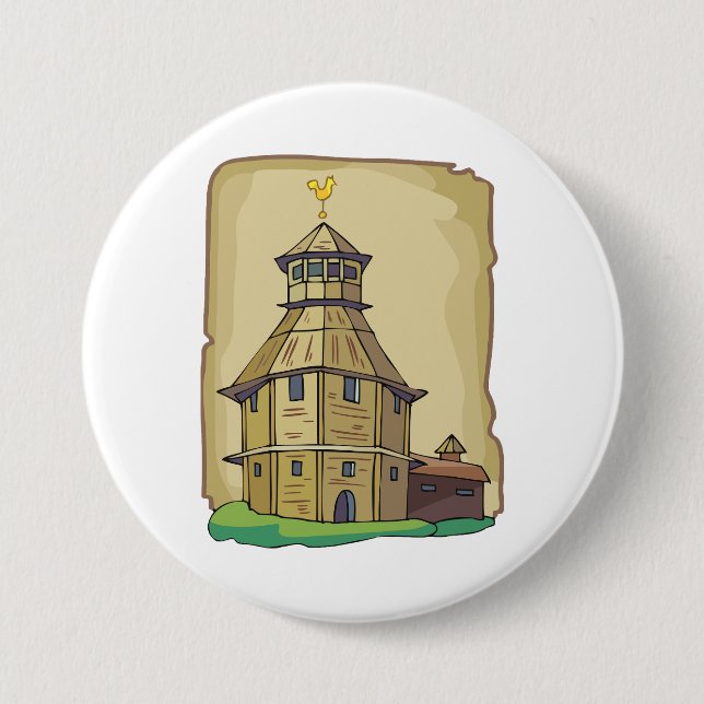 Medieval Wooden Watchtower and Fortress 7.5 Cm Round Badge (Front)