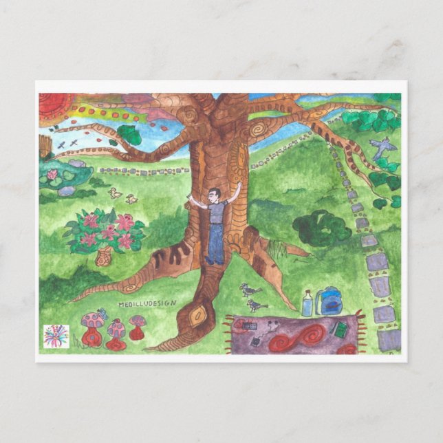 Medilludesign - Hug a tree encouragment Postcard (Front)