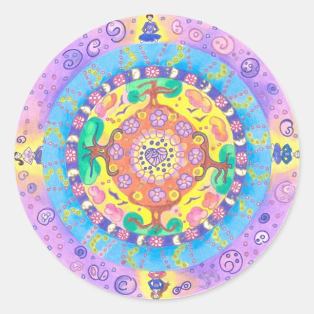 Medilludesign - Mandala Meditation Classic Round Sticker (Front)