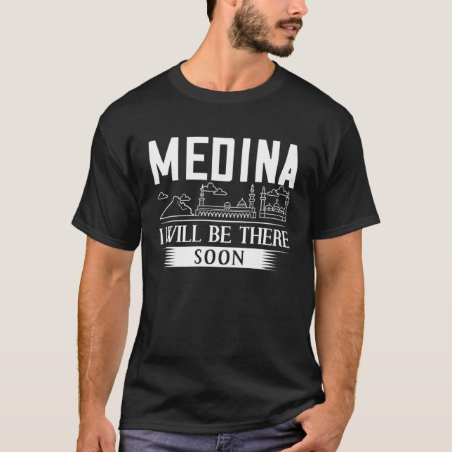 Medina Saudi Arabia City Skyline Map Travel T-Shirt (Front)
