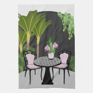Medinilla Garden Courtyard Tea Towel