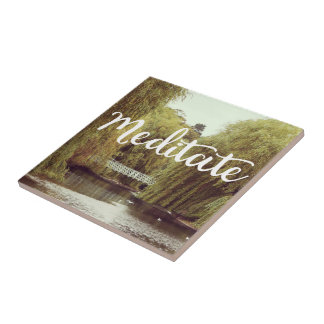 Meditate in the park inspirational message tile