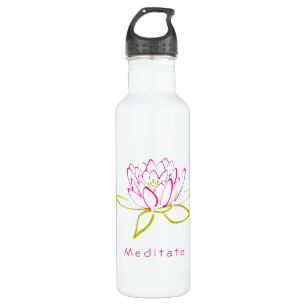 Meditate. Lotus Flower / Water Lily Illustration 710 Ml Water Bottle