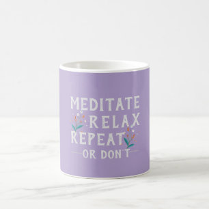 Meditate Relax Repeat Motivational Mug –Lavender