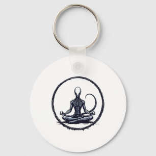 Meditating Alien Funny Sci-fi Horror Parody Zen Yo Key Ring