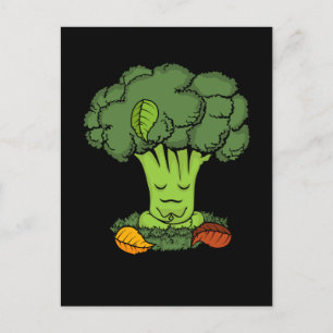 Meditating Broccoli Healthy Food Lover Women Yoga Postcard
