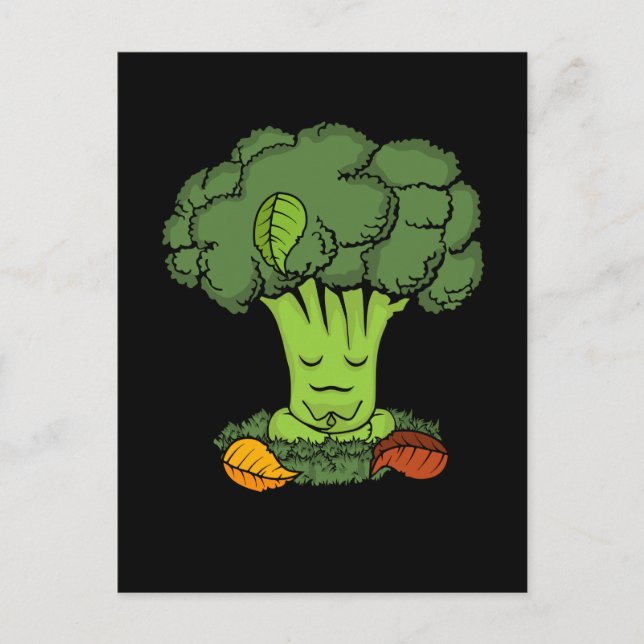 Meditating Broccoli Healthy Food Lover Women Yoga Postcard (Front)