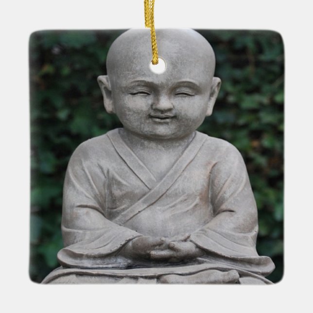 Meditating Buddah statue photo Ceramic Ornament (Front)