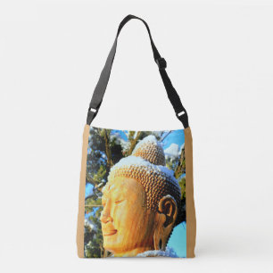 meditating buddha face buddha crossbody bag