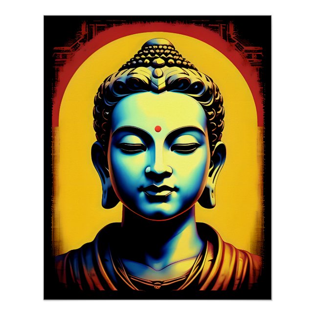 Meditating Buddha Modern Art Poster (Front)