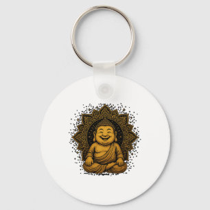 Meditating Buddha Spiritual Art Vintage Style Yoga Key Ring