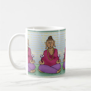 Meditating Buddha with Flowers on a Mug