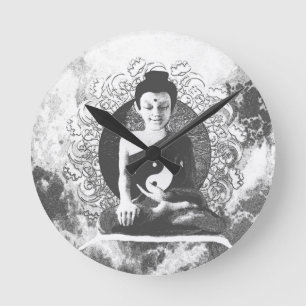 Meditating Buddha with Yin Yang Round Clock