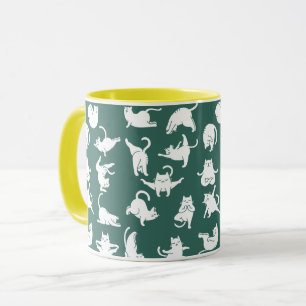Meditating Cats in Yoga Poses Two-Tone Coffee Mug