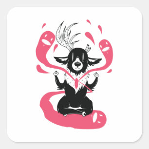 Meditating Deer Square Sticker