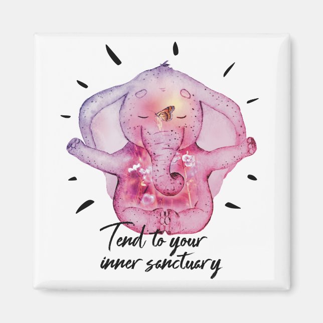 Meditating Elephant. Tend to your inner sanctuary. Magnet (Front)