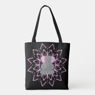 Meditating Elephant Yoga Mandala Design Tote Bag