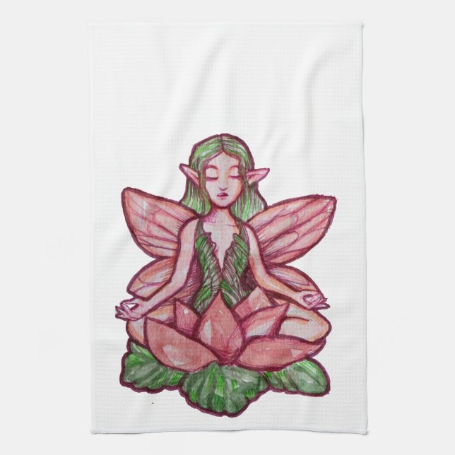 Meditating Fairy                                   Tea Towel (Vertical)