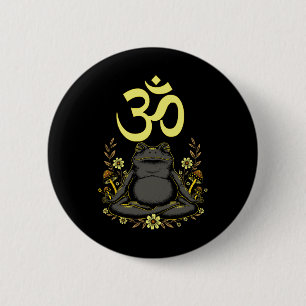 Meditating Frog Aum Zen Mindfulness Spiritual Cott 6 Cm Round Badge