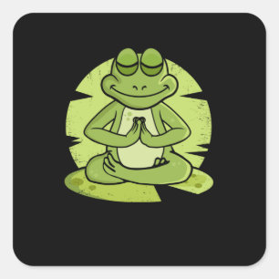 Meditating Frog Lover Men Yoga Gift Meditation Square Sticker