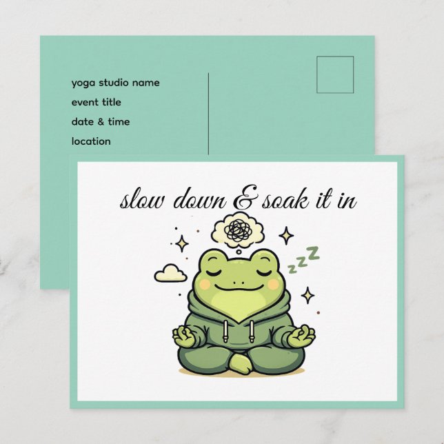 Meditating Frog Yoga Event Invitation Postcard (Front/Back)