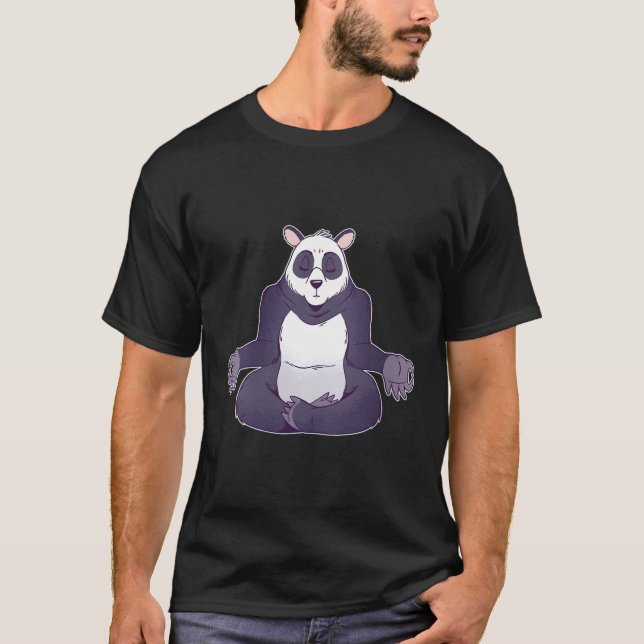 Meditating Fun Asian Panda T-Shirt (Front)
