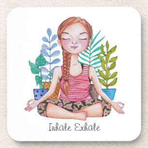 Meditating Girl With Plants Coaster
