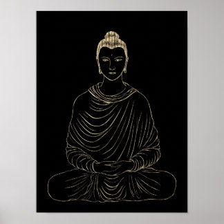 Meditating Golden Buddha Poster