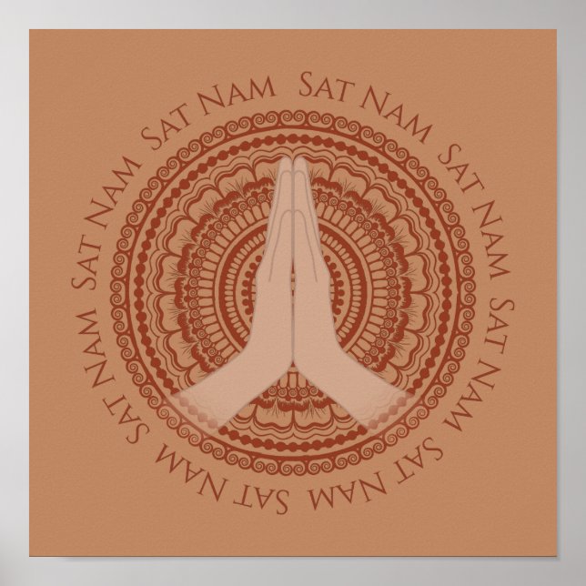 Meditating Hands Sat Nam Mandala Rose Beige Print (Front)