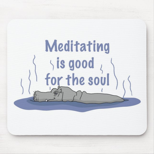 Meditating Hippopotamus Mouse Mat (Front)