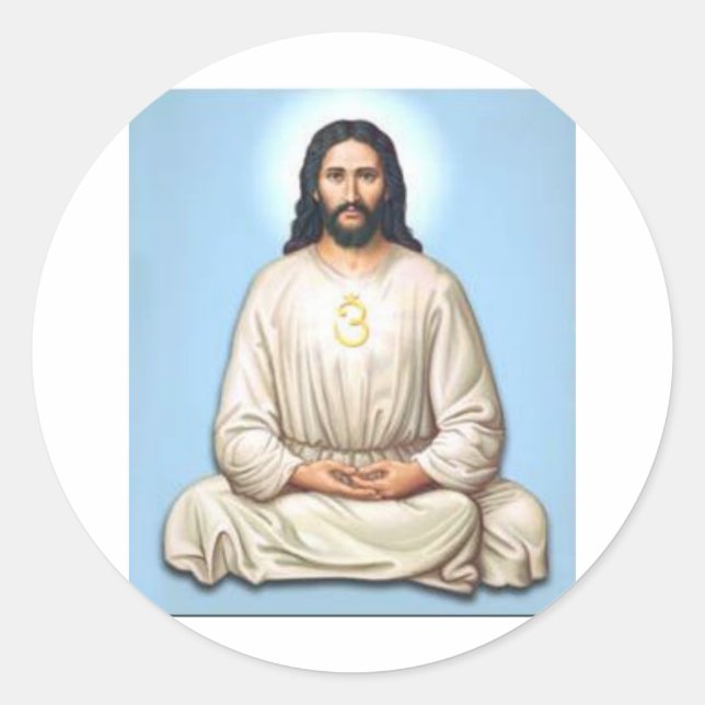 Meditating Jesus with Om Classic Round Sticker (Front)
