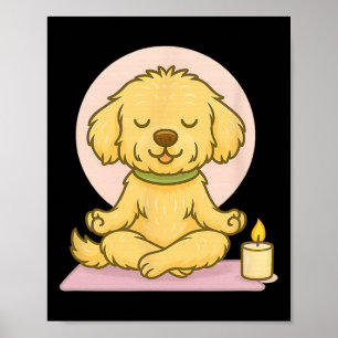 Meditating Maltipoo Yoga Dog Mindfulness Art Poster