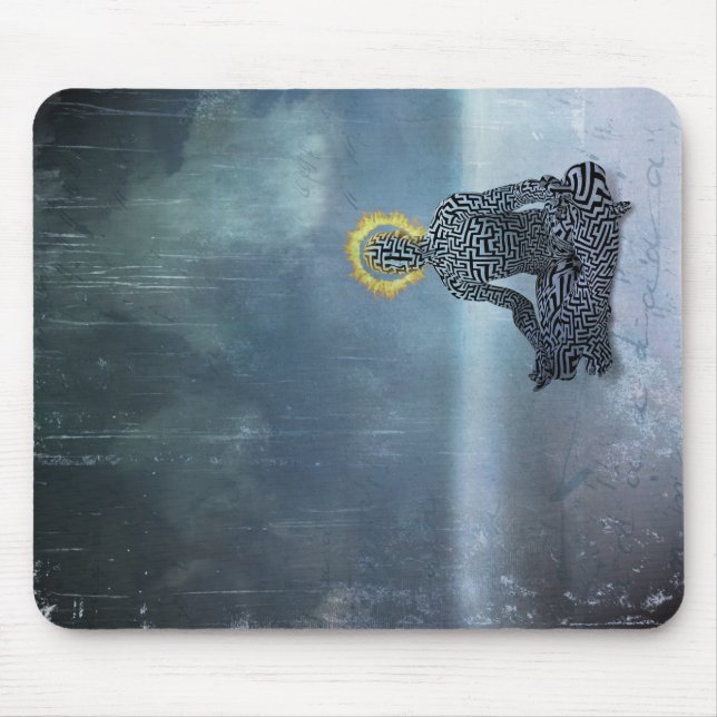 Meditating man. Flaming halo Mouse Mat (Front)